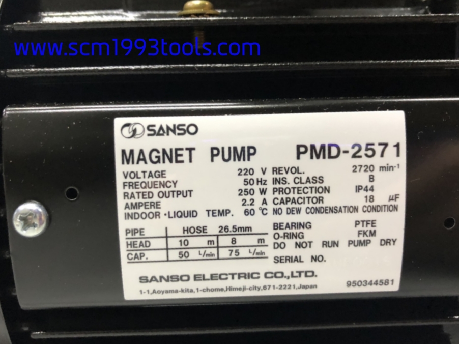 SANSO รุ่น PMD-2571 ปั๊มน้ำยาเคมี ใบพัดแม่เหล็ก MAGNET DRIVE SEALLESS PUMP