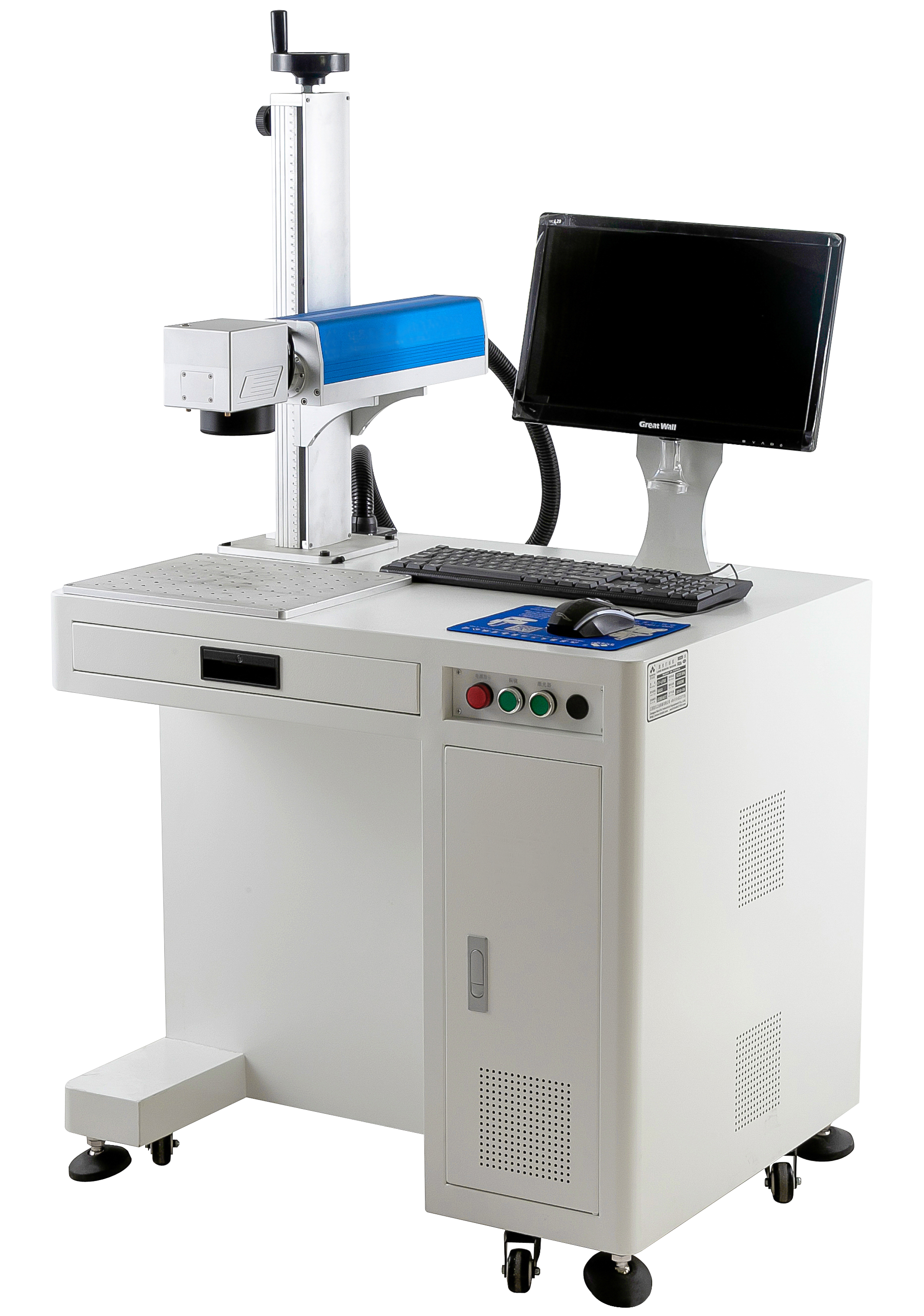 เครื่องเลเซอร์มาร์คกิ้งสำหรับอุตสาหกรรมชนิด Fiber Laser รุ่น KP-LF20-F แบบ Floor Type (20Watt, พร้อมคอมพิวเตอร์)