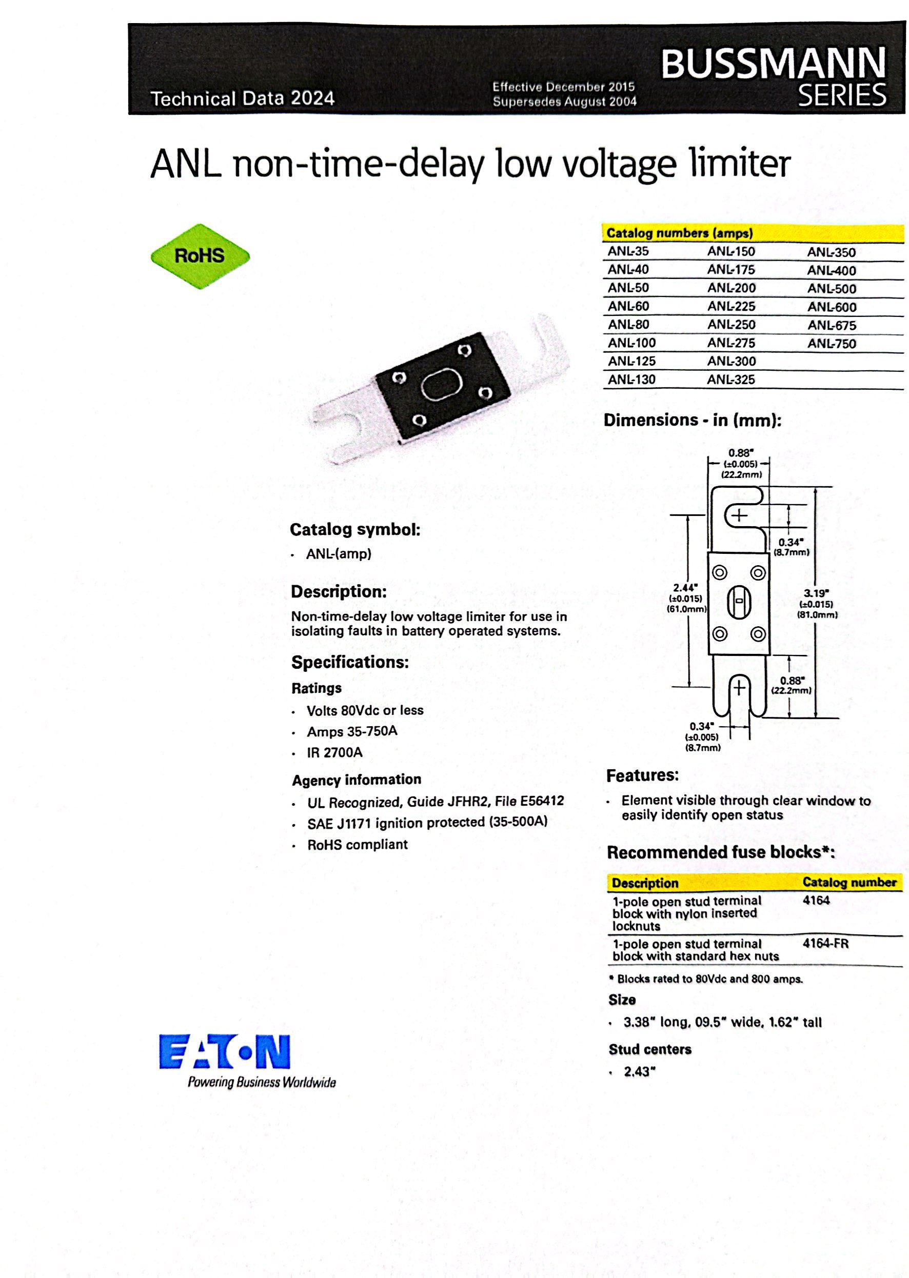 Fuse BUSSMANN ANL-150 ลูกฟิวส์ ฟิวส์ก้ามปู ฟิวส์เครื่องเสียง Hi-End