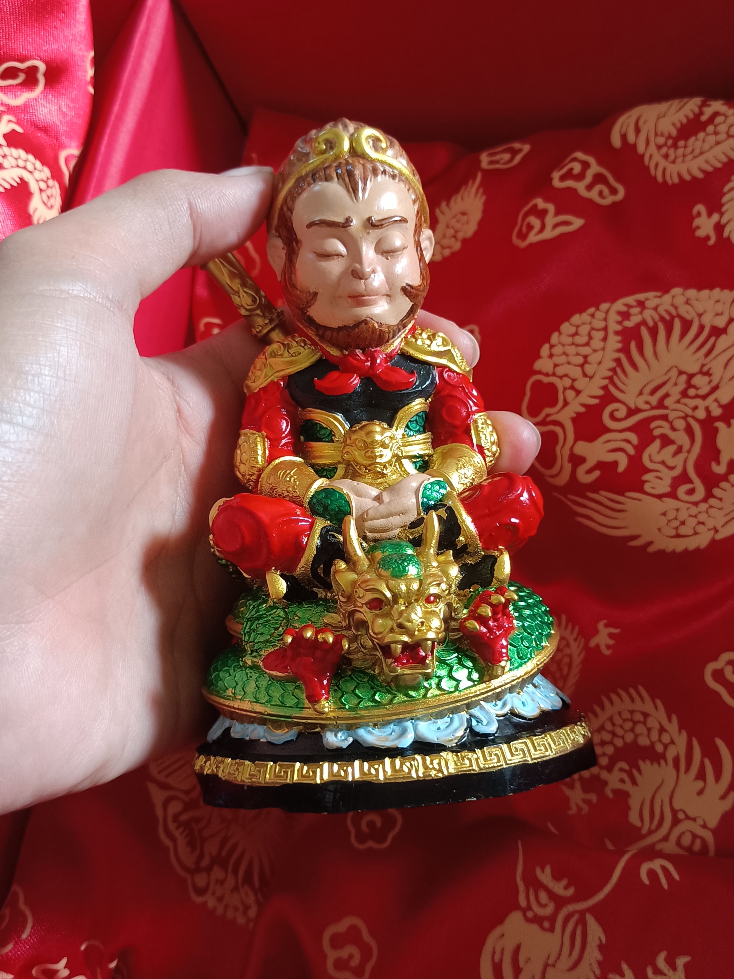 ฉีเทียนน้อย โลหะเพ้นท์สี 5 นิ้ว เข้าพิธีเสกแบบจีน วัดถ้ำเขาชะอางค์