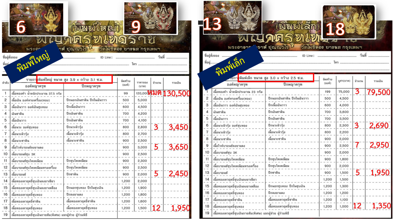 พญาครุฑเทวราช หลวงพ่อวราห์ วัดโพธิ์ทอง (ราคาตามระบุในภาพ)