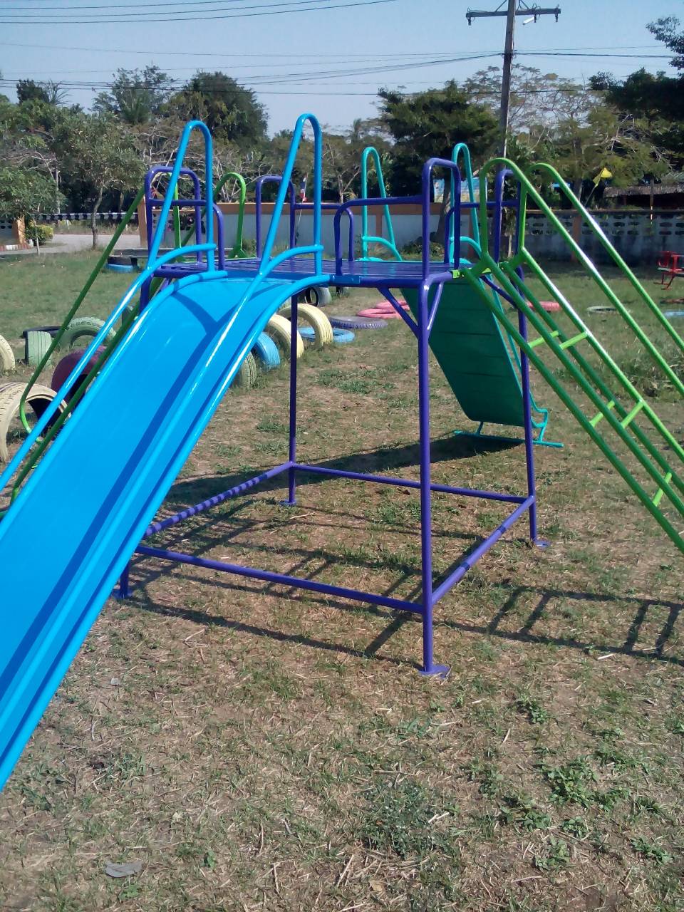 รหัส PG ผลงานติดตั้ง (โรงเรียนวัดเกาะ-ตำบลบ้านเกาะ อำเภอเมือง จังหวัดสมุทรสาคร) เครื่องเล่นสนามกลางแจ้งสำหรับเด็ก