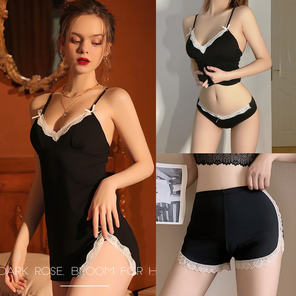 ผู้หญิง กางเกงขาสั้น ชุดอยู่บ้าน ชุดนอน พร้อมกางเกง ดีเทลแถบลูกไม้ สวยน่ารักเซ็กซี่ สำหรับผู้หญิง Shorts at home, pajama