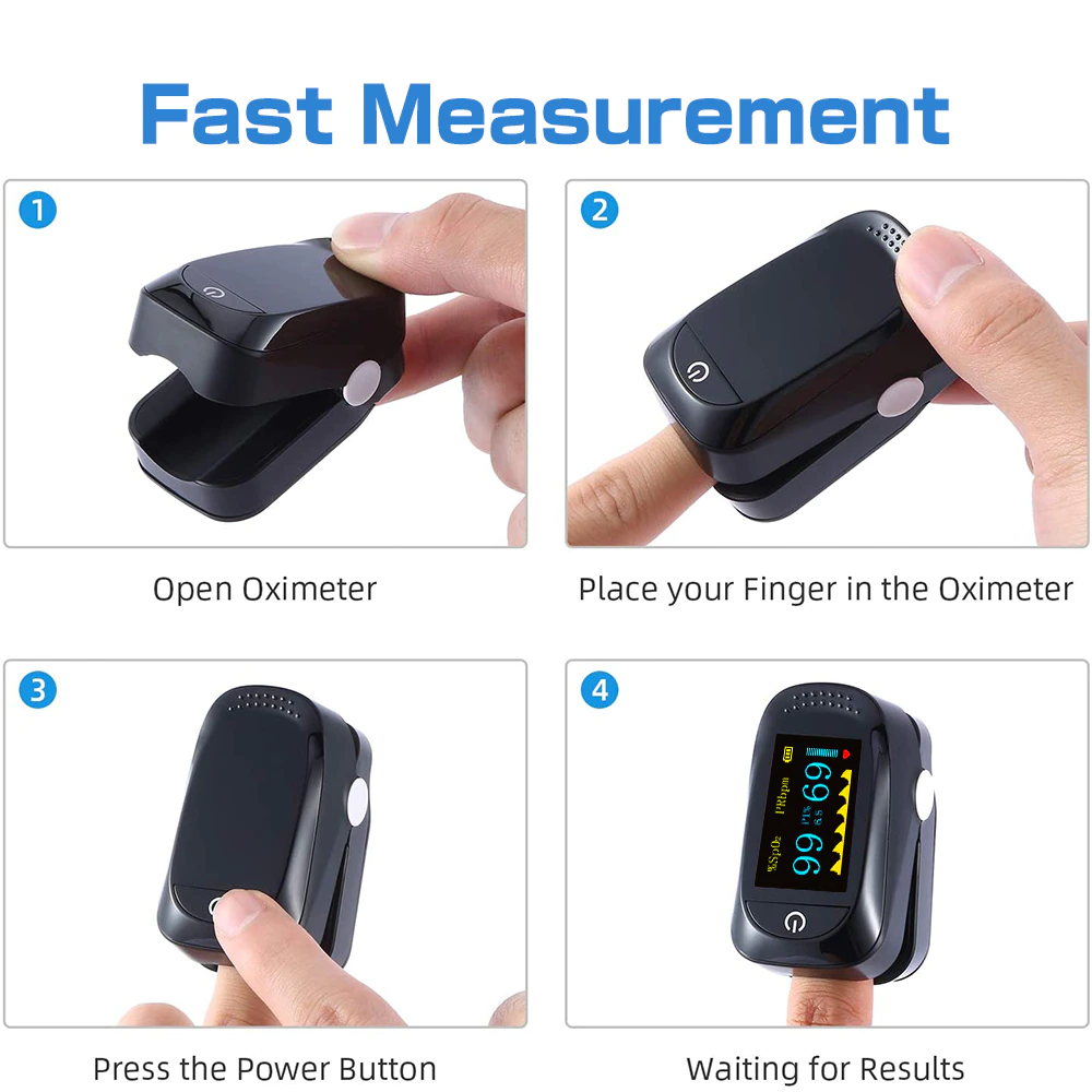 เครื่องวัดออกซิเจนปลายนิ้ว การเต้นของหัวใจ Oximeter Pulse Heart Rate SPO2