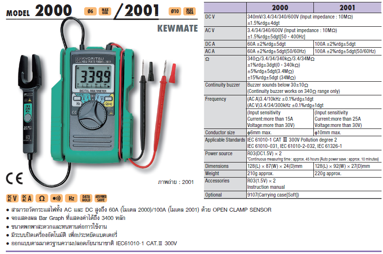 KYORITSU มัลติมิเตอร์ รุ่น 2000