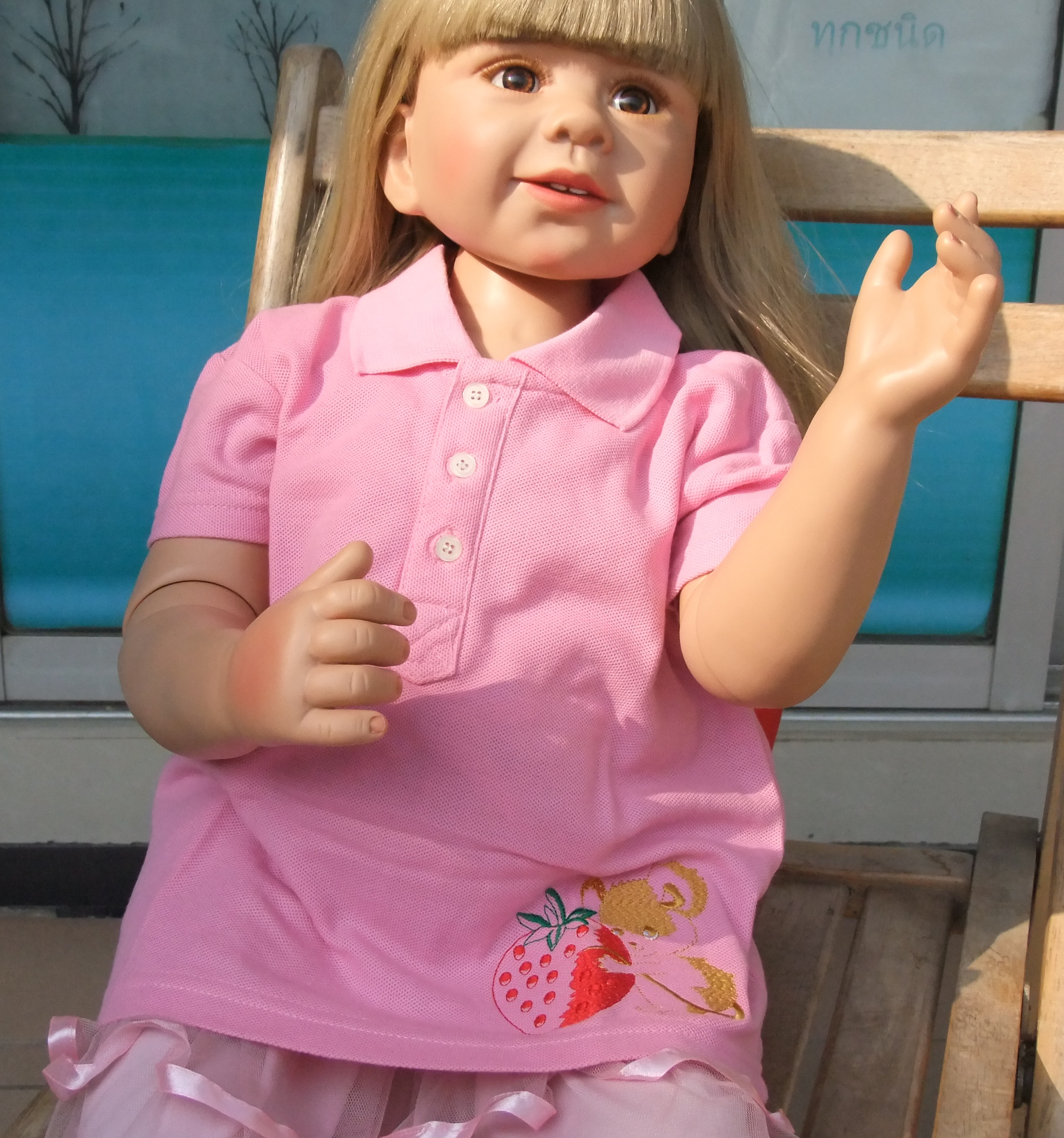 เสื้อโปโลเด็กสีชมพูเนื้อผ้าคอตต้อน