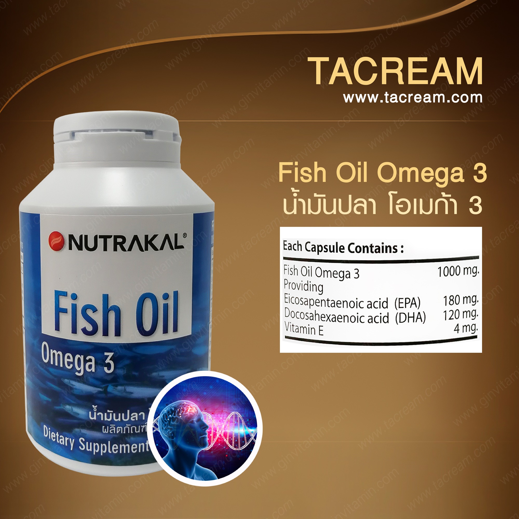 Nutrakal Fish Oil Omega-3 น้ำมันปลา นูทราคอล โอเมก้า-3 (90เม็ด/ขวด)
