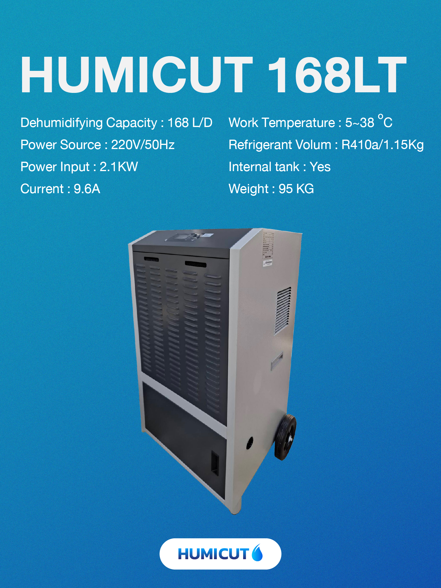 HUMICUT เครื่องลดความชื้นอุตสาหกรรม รุ่น 168LT