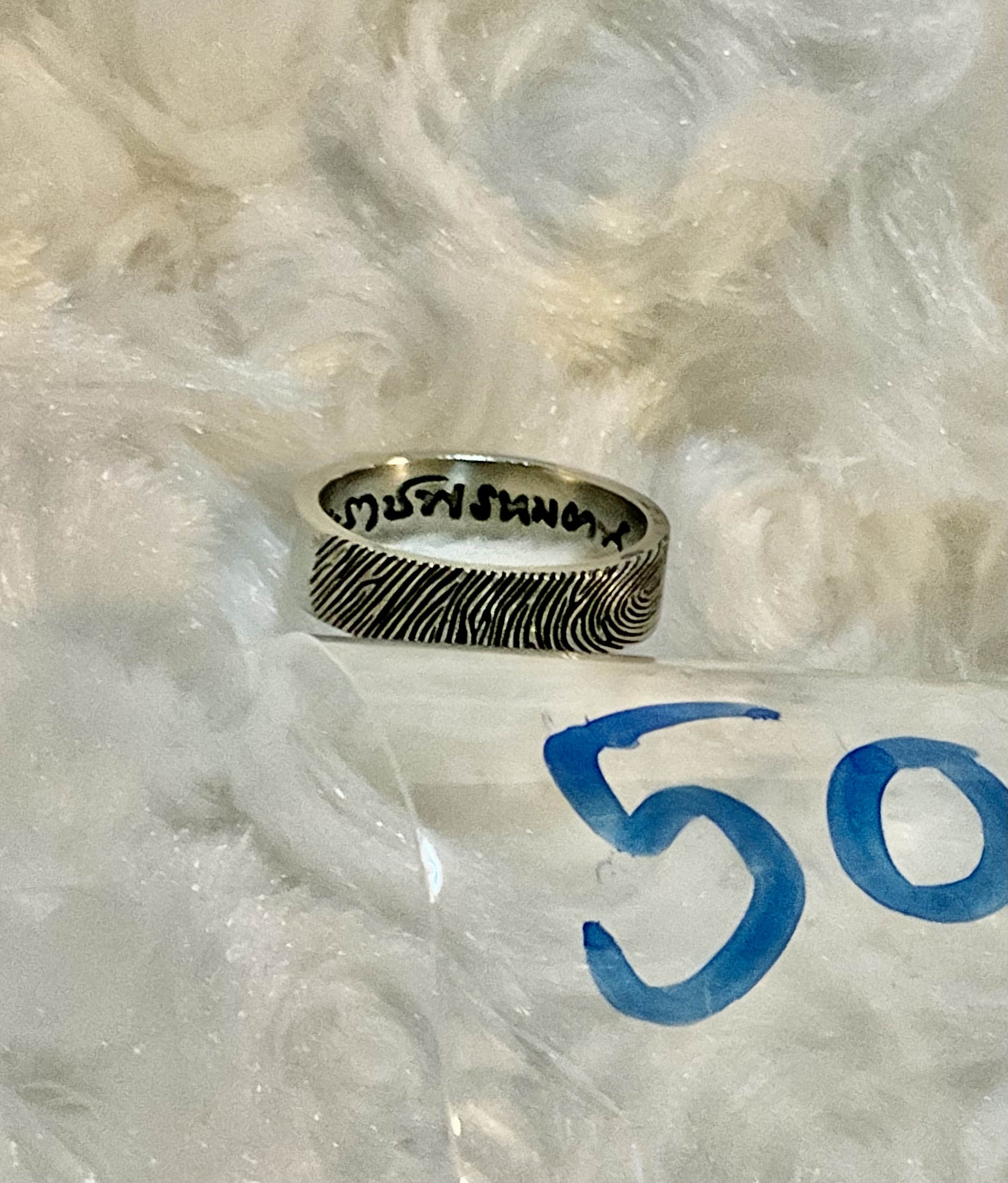 แหวนลายมือพระราชพรหมยาน (ลพ.ฤาษีลิงดำ) เนื้อซิลเวอร์พลัส ไซส์ 50