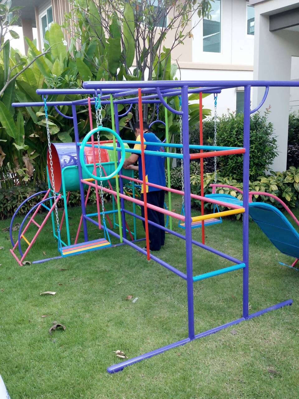 รหัส PG ผลงานติดตั้ง (หมู่บ้านคณาศิริ ถ.บางกรวย-จงถนอม จ.นนทบุรี) เครื่องออกกำลังกายเด็ก