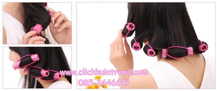 โรลม้วนผม ทำผมหยิก แบบ โรลยาง มีสายรัด ใน 1 ชุด มี 6 ชิ้น