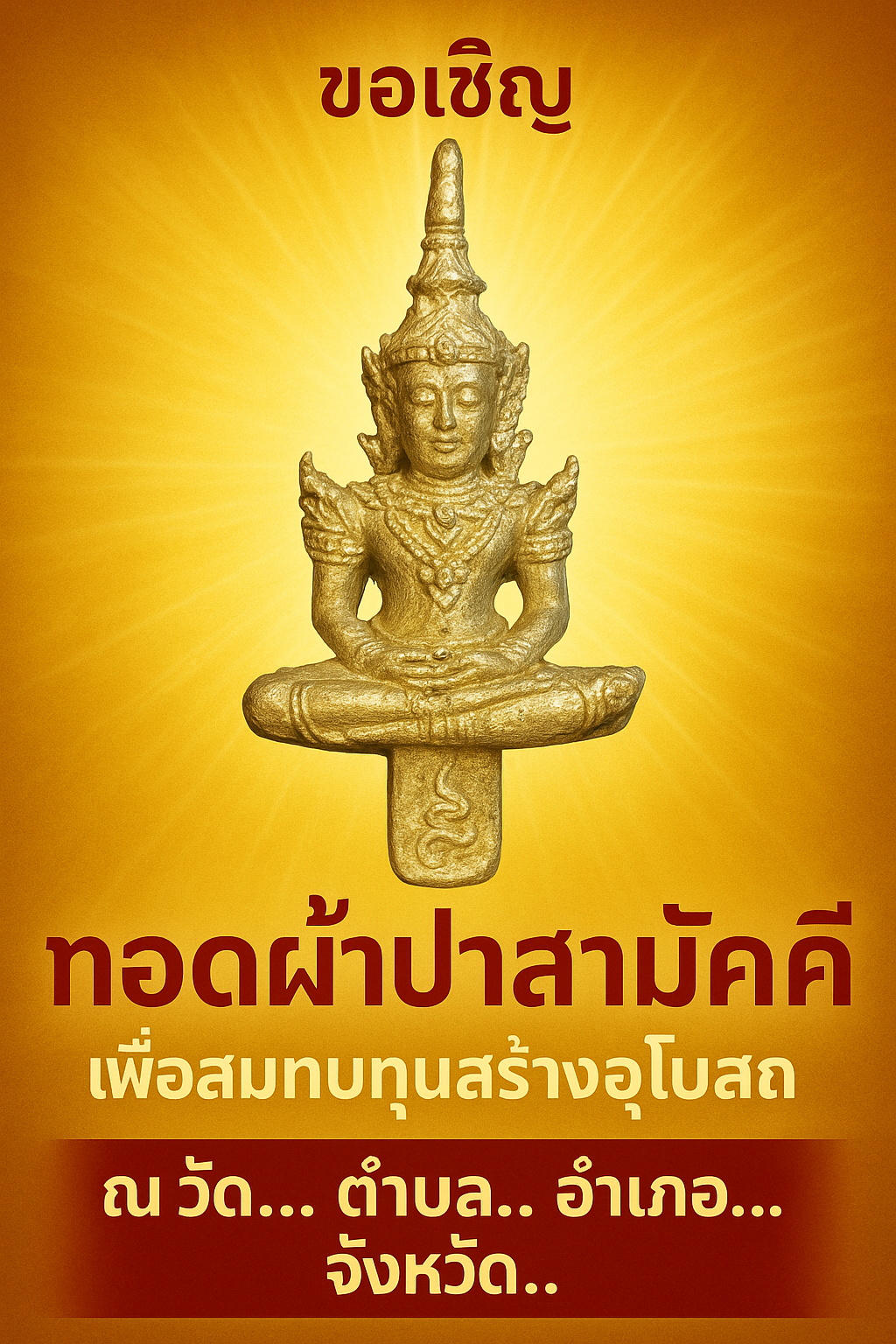 ณัชชาสะพานบุญ เชิญทอดผ้าป่าฯ ทุก 100 บาท รับพระ 1 องค์ ค่าจัดส่ง 50 บาท