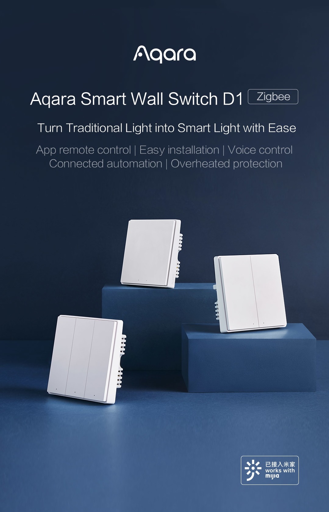 Xiaomi Aqara D1 สวิตช์อัจฉริยะ ควบคุมผ่านแอพ Smart Wall Switch 3