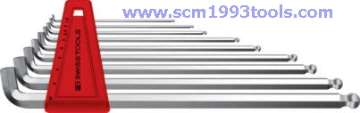 PB Swiss Tool พีบีสวิสทูล รุ่น PB-2212-LH ประแจหกเหลี่ยมหัวบอลแบบยาว คอสั้น ชุด Ball point hex key L-wrenches SET for hexagon socket screws, chrome-plated 100° angle and short key part for screws difficult to get to