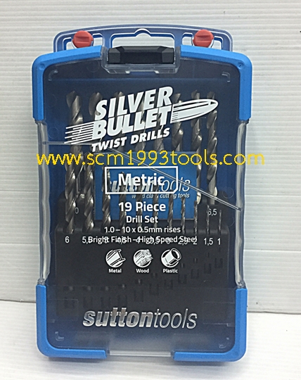 SUTTON SM2 ซัตตัน ดอกสว่านเจาะเหล็ก ไฮสปีด 1-10mm. 19 ดอก Drill Bit Set