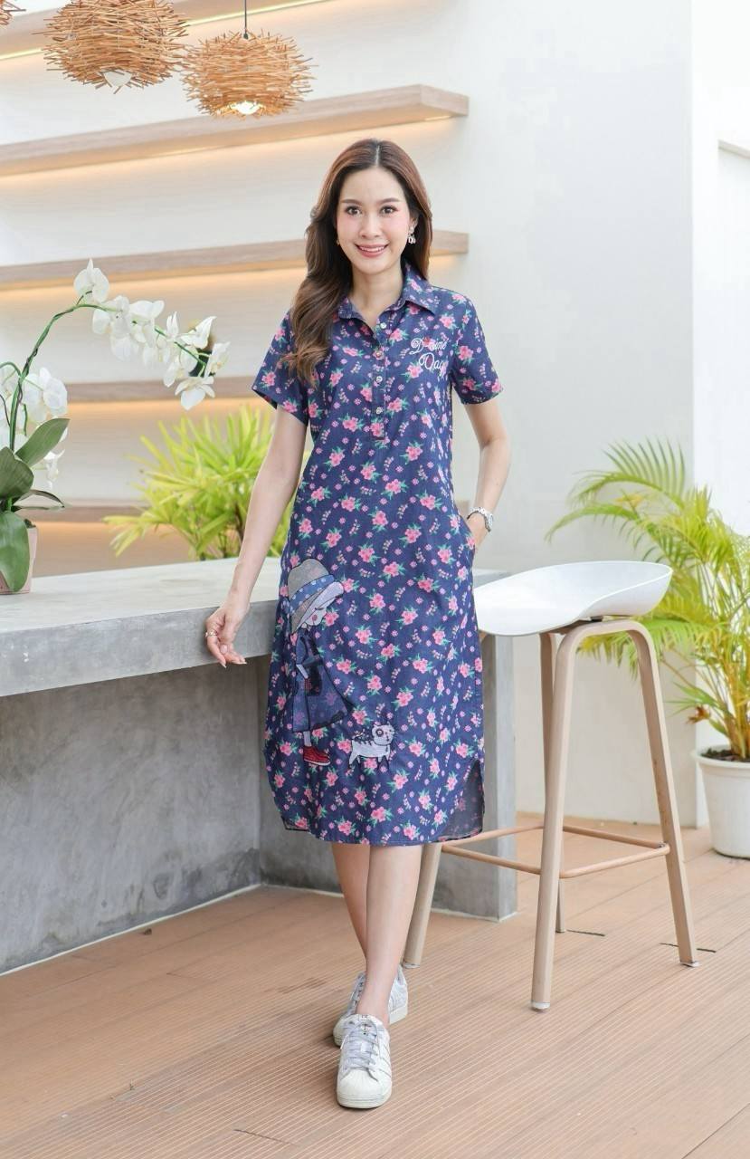 ชุดยีนส์ #8772 เดรสยีนส์พิมพ์ลายสวยพร้อมปักลายเด็กผู้หญิงน่ารักมาก ผ้ายีนส์แท้เนื้อนิ่มแบบสวย ใส่สบายส่ได้หลายโอกาส