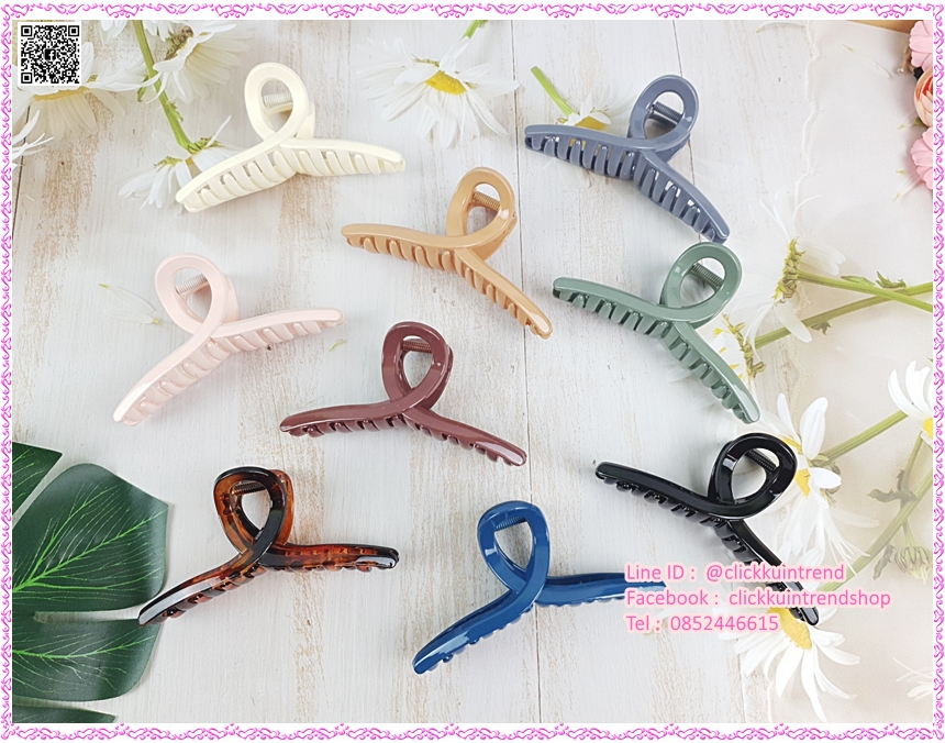กิ๊บหนีบผมมือเสือ(แบบงับ) พลาสติก เคลือบสี รุ่นสีโทนเข้มทึบ ยาว 11 ซ.ม. ขายส่ง แพ็ค 10 ชิ้น คละสี