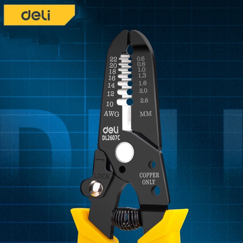 Deli คีมปอกสายไฟ ขนาด 7 นิ้ว คีมตัดสายไฟ คีมย้ำหางปลา EDL2607-06