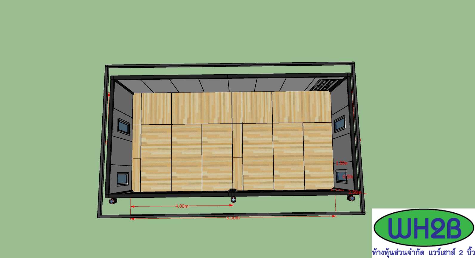 บ้านสำเร็จรูป บ้านน็อคดาวน์ สร้างออฟฟิศ ขนาด4.00x8.00 เมตร