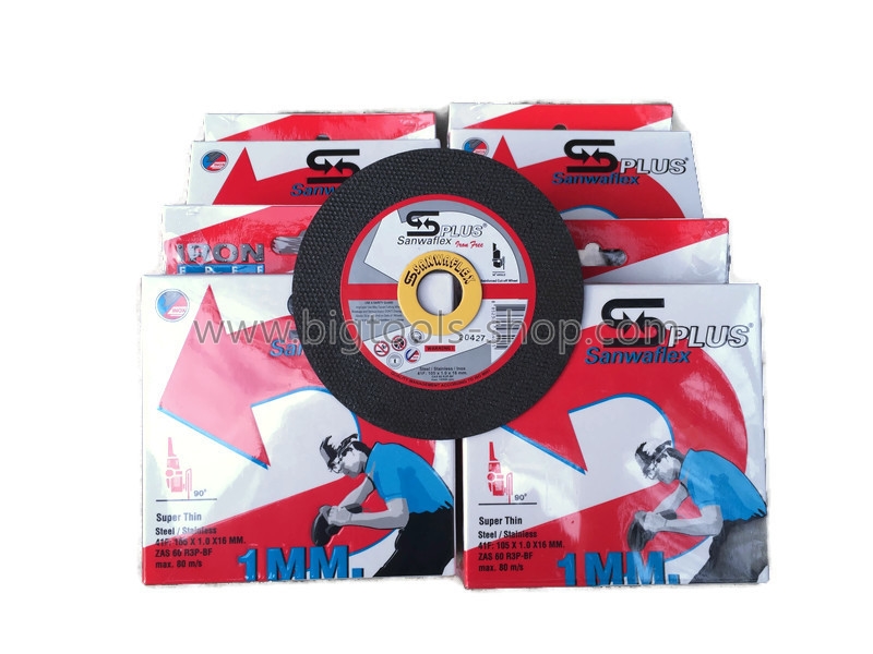 Sanwaflex : ใบตัดเหล็ก/สแตนเลส 4 นิ้ว รุ่นบาง 1 มม. (10ใบ/กล่อง)
