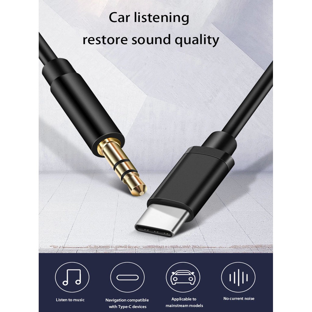 สายสัญญาณเสียง Type-C AUX 3.5 มม.อะแดปเตอร์ TPC เชื่อมต่อลําโพง สีขาว