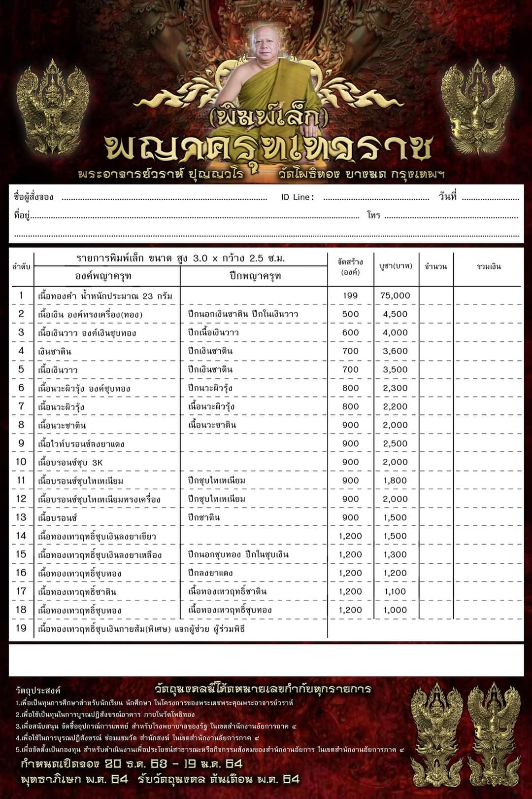 พญาครุฑเทวราช หลวงพ่อวราห์ วัดโพธิ์ทอง (ราคาตามระบุในภาพ)