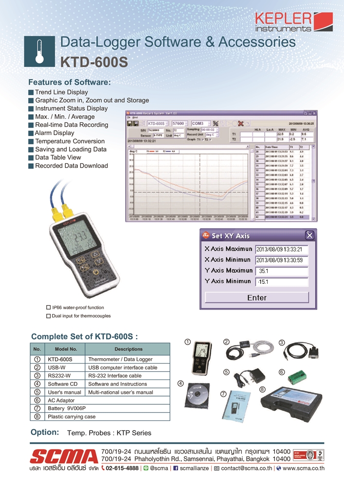 เครื่องวัดอุณหภูมิแบบมือถือ KEPLER รุ่น KTD-600S :Thermometer