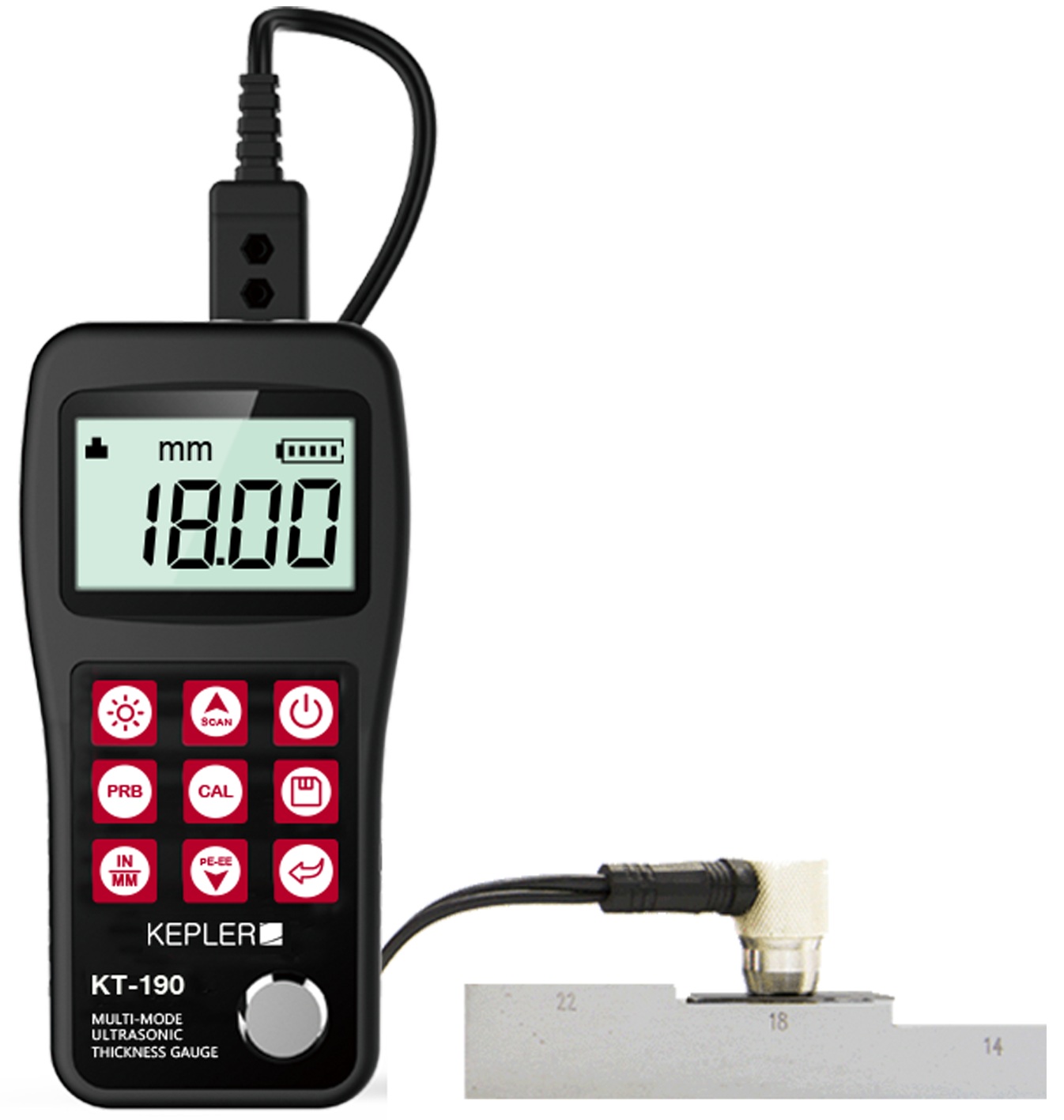 เครื่องวัดความหนาของวัตถุด้วยคลื่นอุลตร้าโซนิค (Ultrasonic Thickness Gauge) แบรนด์ KEPLER รุ่น KT-190