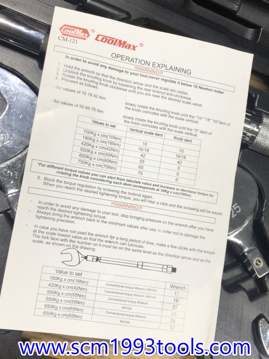 CoolMax รุ่น CM-121 ประแจปอร์น + ปากตาย 17-32 mm. Torque Wrenches