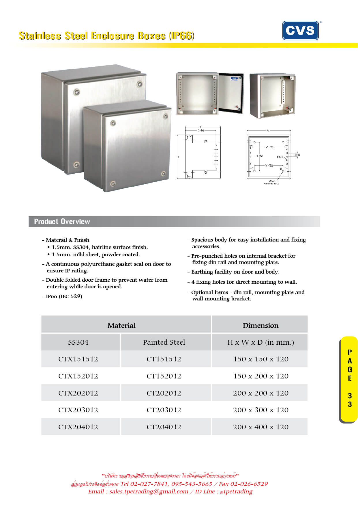 กล่องพักสายไฟสแตนเลส (IP66)