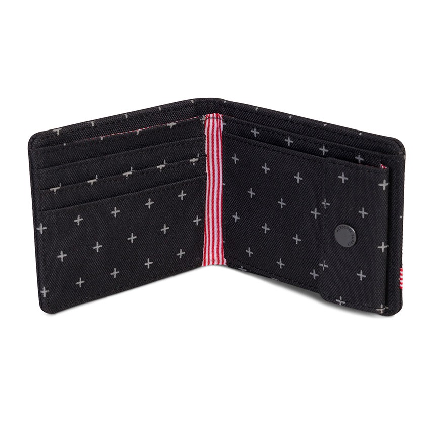 กระเป๋าสตางค์ Herschel Supply Roy Coin Wallet - Black Gridlock with RFID Blocking ของแท้ พร้อมส่ง