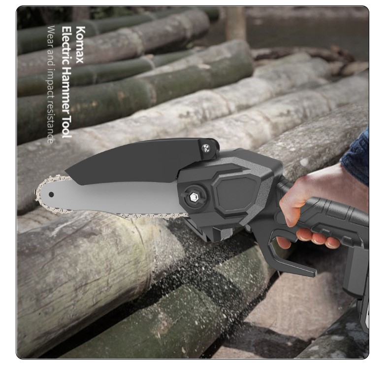 เลื่อยโซ่ตัดกิ่งไม้ 6 นิ้ว ใช้แบตเตอรีลิเทียม 48V Rechargable พร้อมกล่องบรรจุอย่างดี