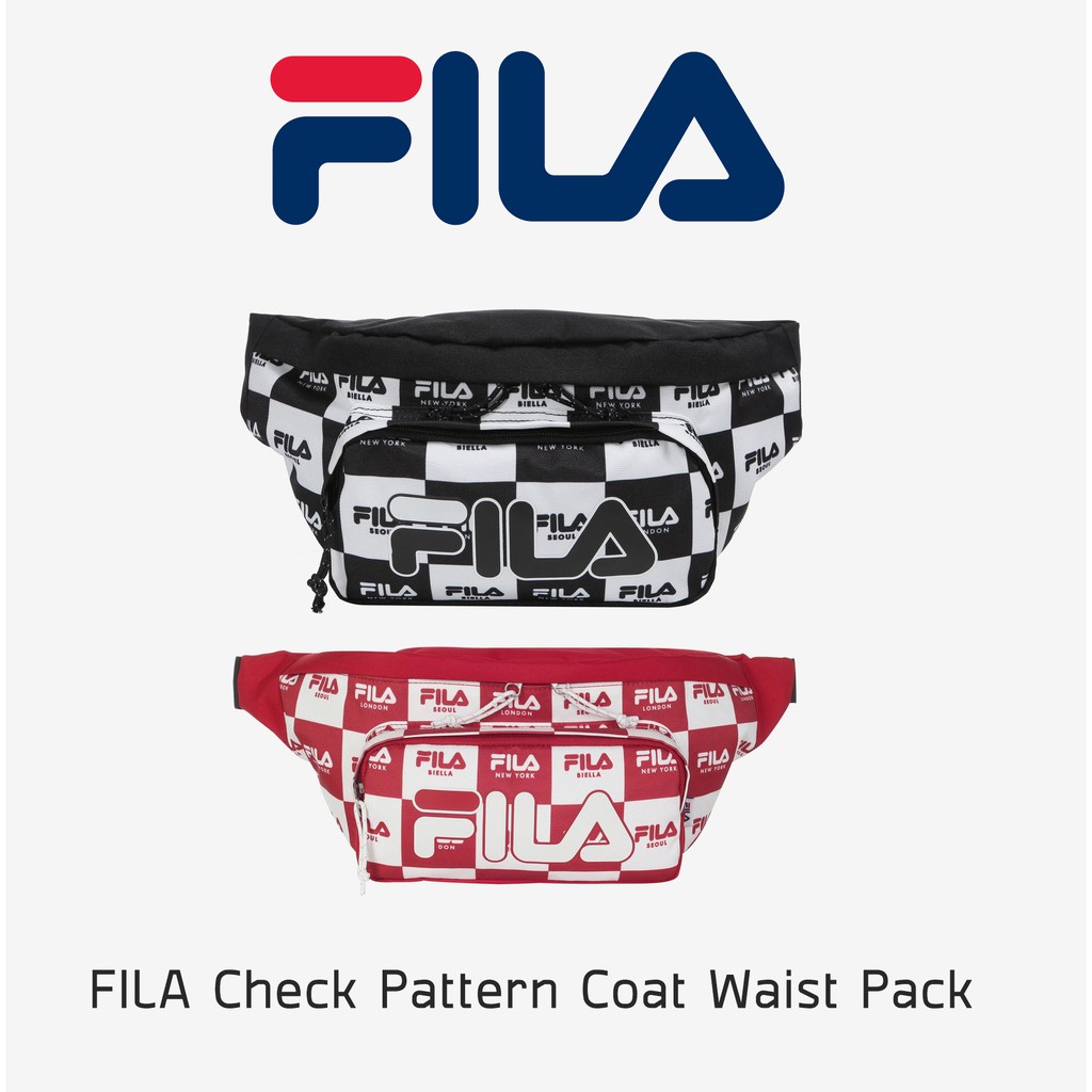 กระเป๋าคาดเอว Fila - Check Pattern Coat Waist Bag ของใหม่ ของแท้ พร้อมส่ง กระเป๋าสะพายข้าง กระเป๋าคาดอก ฟีล่า