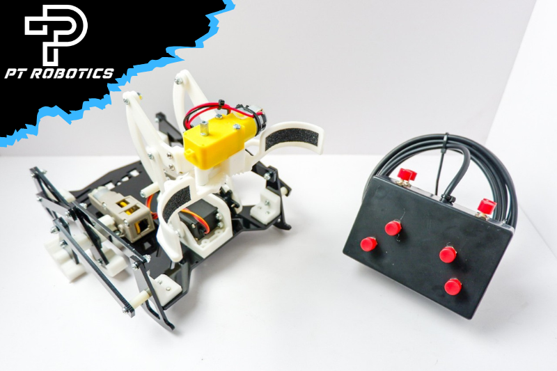 หุ่นยนต์ขาเดินคีบจับกระป๋อง พร้อมรีโมท