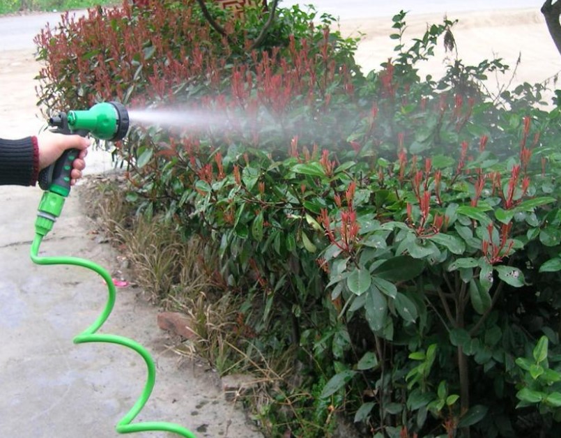 สายยางขด ยาว 15 ม. พร้อมข้อต่อและหัวสเปรย์ฉีดน้ำ สไตล์เกาหลี ปรับได้หลายแบบ