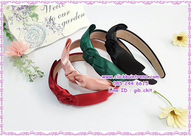 ที่คาดผม สไตล์เกาหลี หุ้มผ้ามัน ติดโบผ้าสีเดียวกัน ขายส่ง เซต 10 ชิ้น
