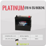 แบตเตอรี่ รถยนต์ PLATINUM 80B24L N-55 12V