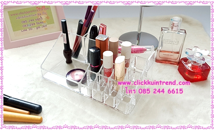 กล่องอะคลิลิกเนื้อหนา สำหรับจัดระเบียบ อุปกรณ์แต่งหน้า/เครื่องสำอางค์ /หรือใส่ลิปสติก
