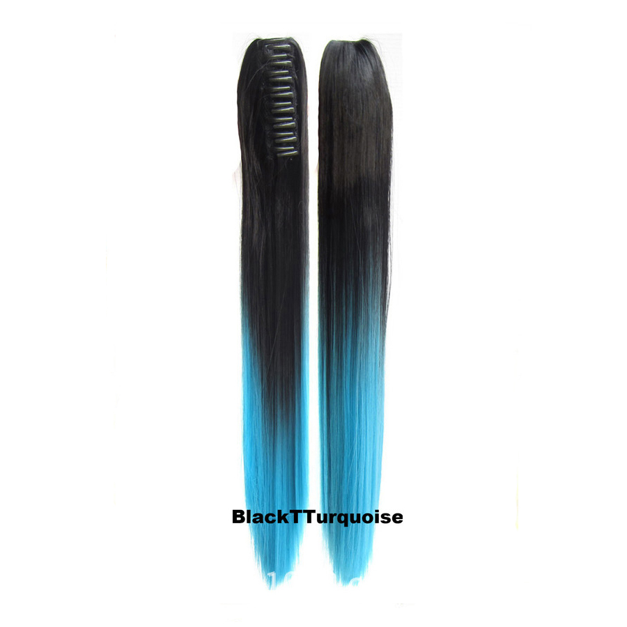 หางม้าหนีบ Ombre แบบตรง (50cm 150g.) สี 1BTTurquoise