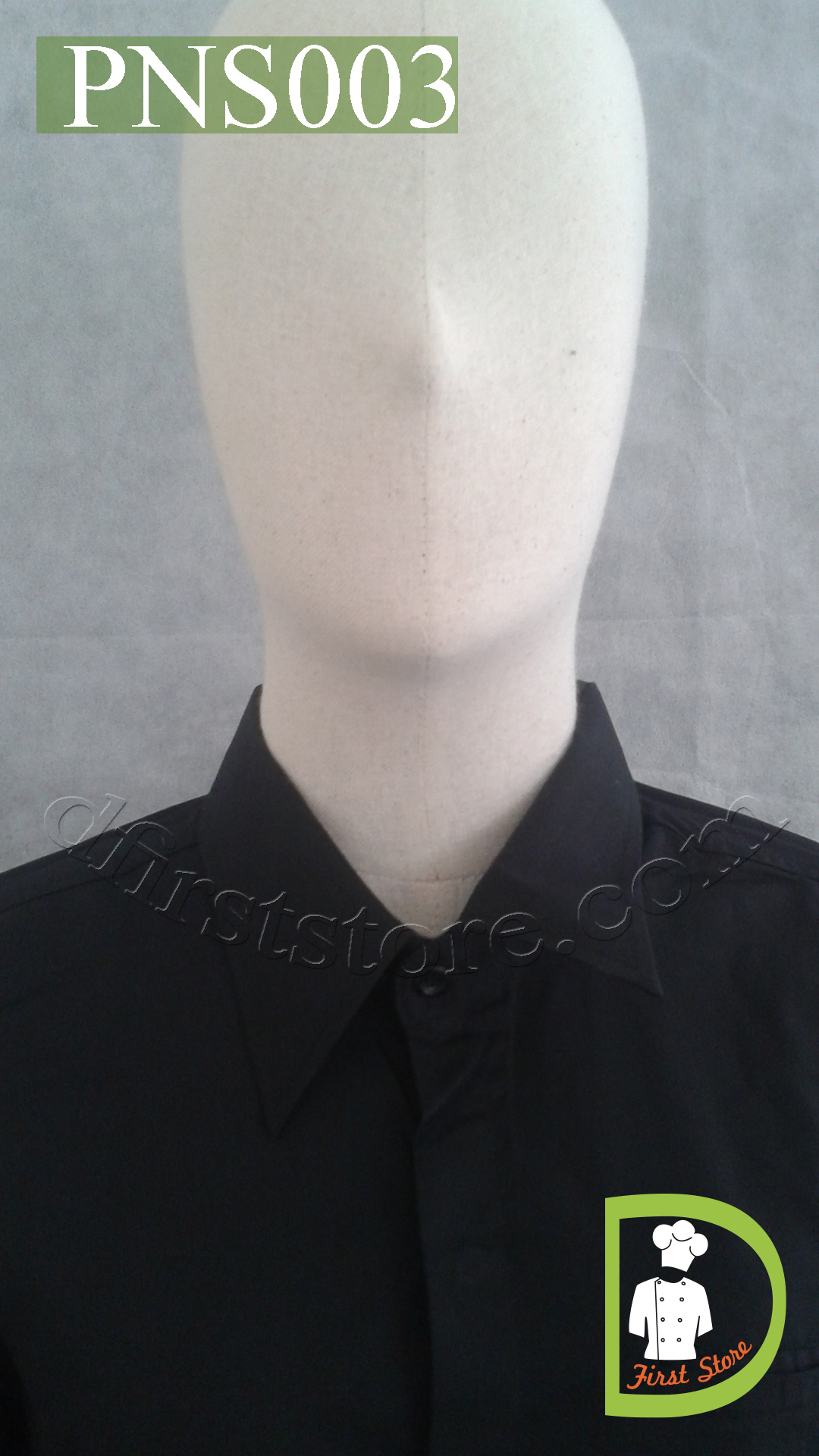 PNS003 ชุดพนักงานเสริฟ เสื้อเชิ๊ต กระดุมซ่อน สีดำ Black Shirt hidden buttons