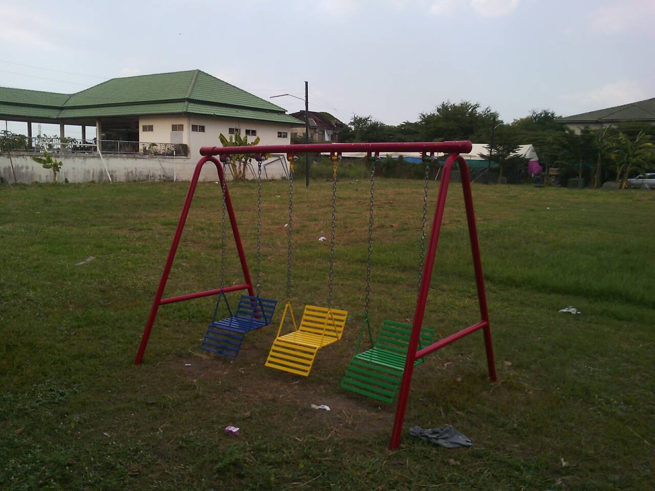 รหัส PG ผลงานติดตั้ง (หมู่บ้านนิวส์เวิลด์วิลล์-บางบัวทอง จ.นนทบุรี) เครื่องเล่นสนามกลางแจ้งสำหรับเด็ก