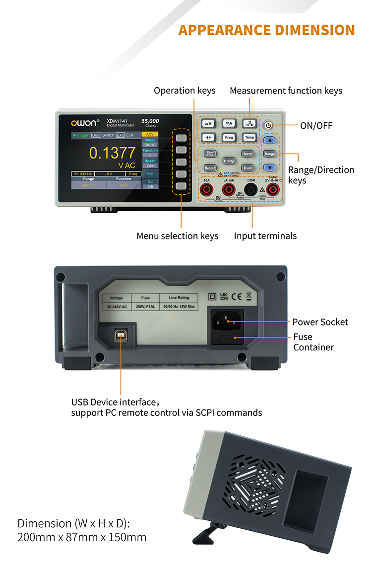 OWON มัลติมิเตอร์ รุ่น XDM1141, 4 1/2 digits Bench-type Digital Multimeter