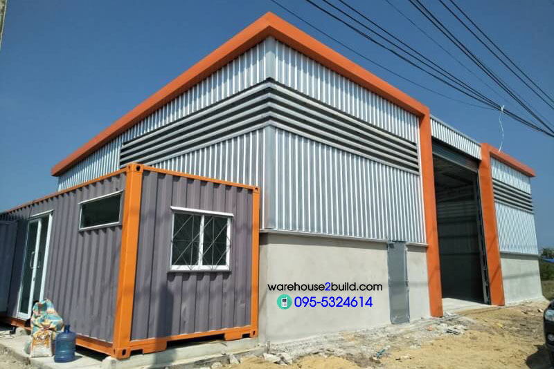 สร้างโกดังสำเร็จรูป ลาดหลุมแก้ว ขนาด 12.00 x 18.00 x 6.00 m.