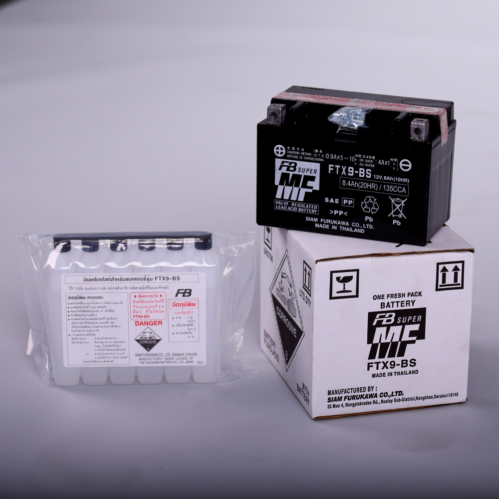 แบตเตอรี่ มอเตอร์ไซต์ FTX9-BS FB Furukawa 12V 8Ah 135 CCA YUASA YTX9-BS