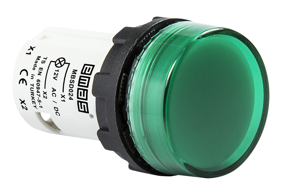 Pilot Lights 22mm. Model : MBSD220Y 220V AC LED GREEN EMAS