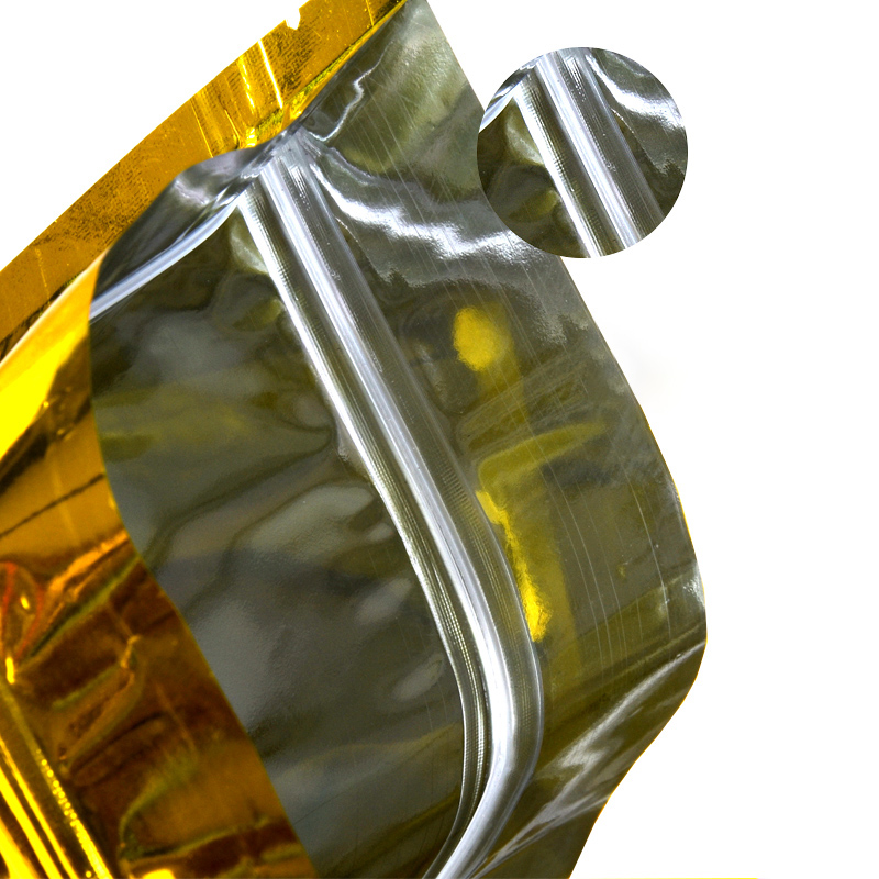 ถุงซิปล็อคฟอยล์สีทอง ทึบ 2 ด้าน (ตั้งไม่ได้)