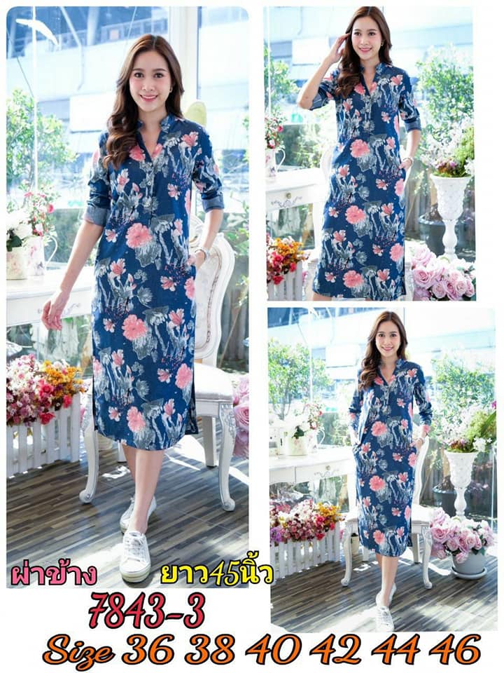 ชุดยีนส์ 7843-3 (0/2)ชุดยีนส์ ผ้ายีนส์แท้เนื้อนิ่มพิมพ์ลายดอกไม้สวยมาก ใส่สบาย ไม่ร้อน ใส่ได้หลายโอกาส