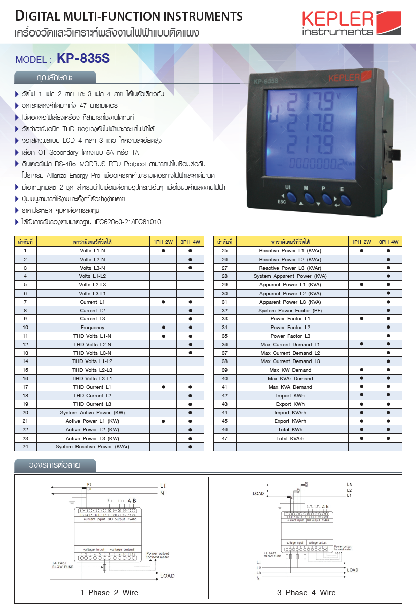 KEPLER พาวเวอร์มิเตอร์ รุ่น KP-835S