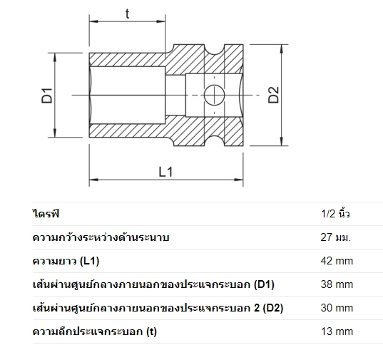 Wurth : ลูกบล็อคลม "สั้น" รู 1/2" 6 เหลี่ยม Wurth : 1/2" IMPACT SOCKET WRENCH SHORT