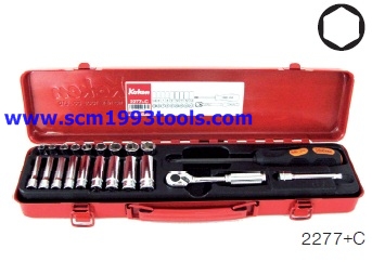 KOKEN-2277+C บ็อกชุด 21 ชิ้น (มิล) ในกล่องเหล็ก ลูกบ๊อกซ์ 6p SOCKET SET